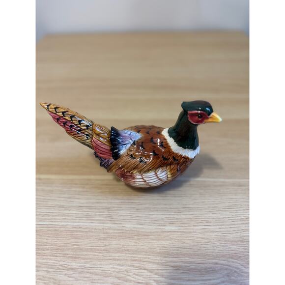 Fitz and Floyd Ceramic Pheasant Lidded Trinket Box VINTAGE - Picture 1 of 9